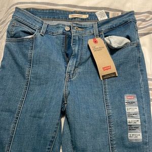levi's 721 high rise skinny recrafted - ankle slit jeans - medium wash - NEW